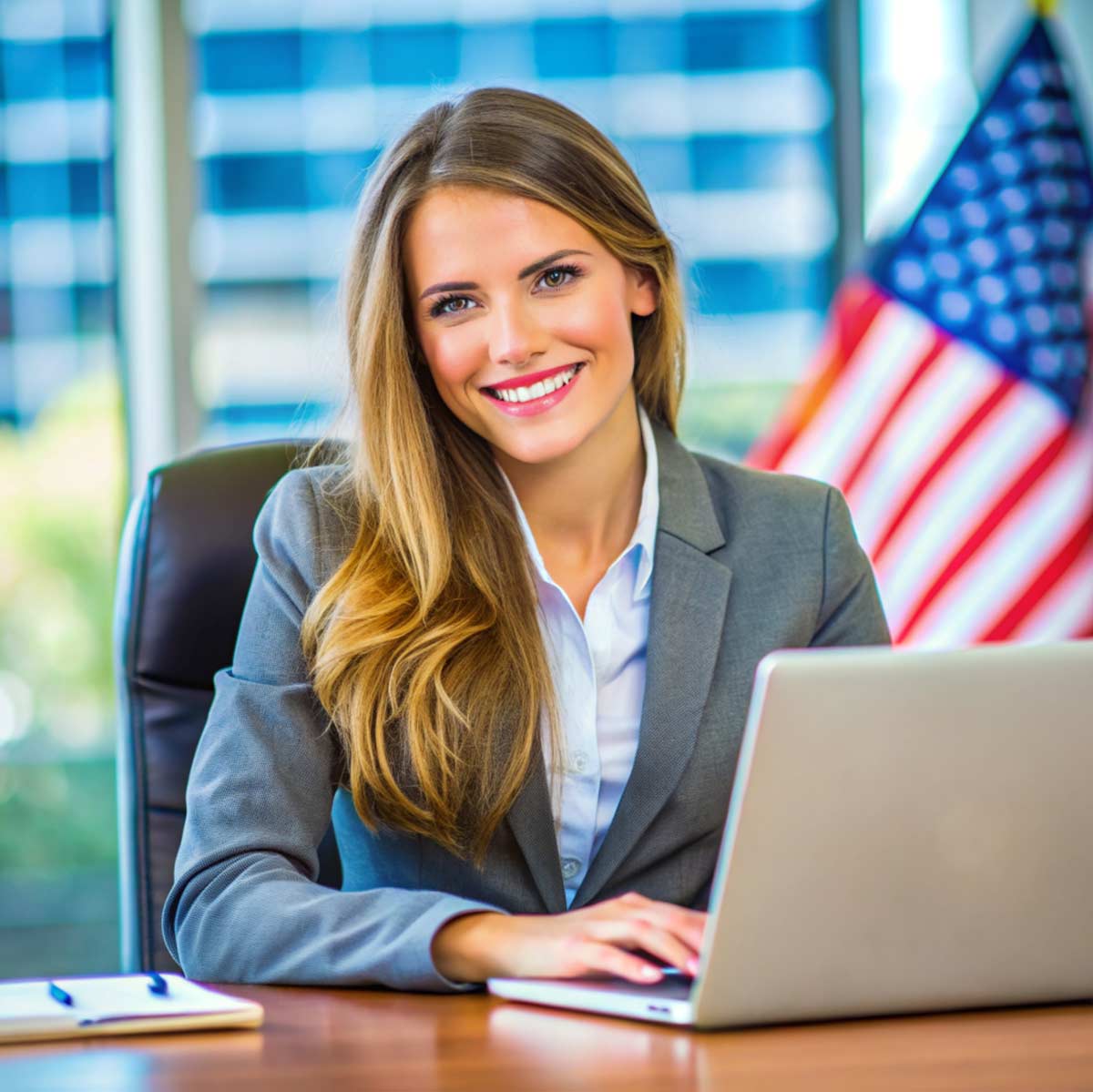 professional-business-young-woman-smiles-happily-while-she-works1 Cross-Border Tax and U.S. Tax Services & IRS Compliance